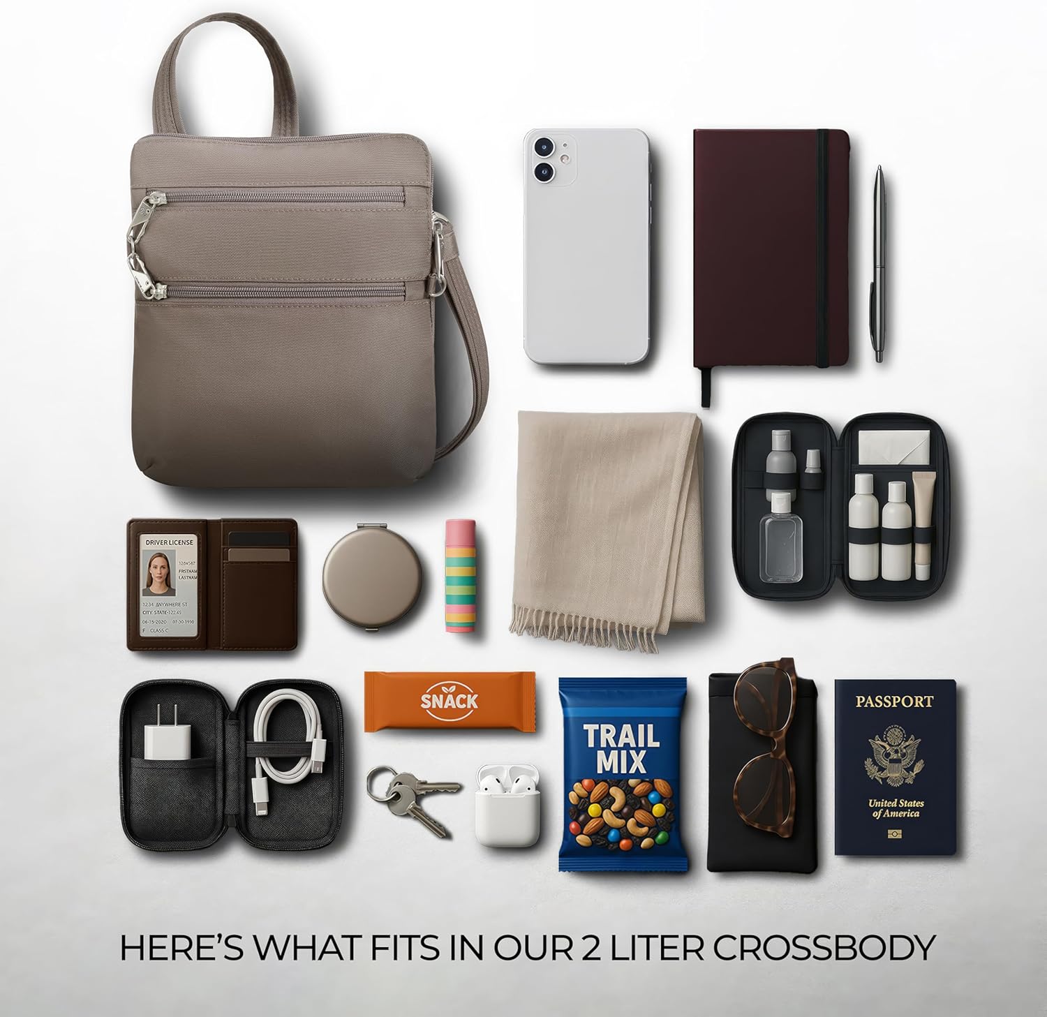 Travelon Anti-theft Classic Slim Double Zip Crossbody - Image 5