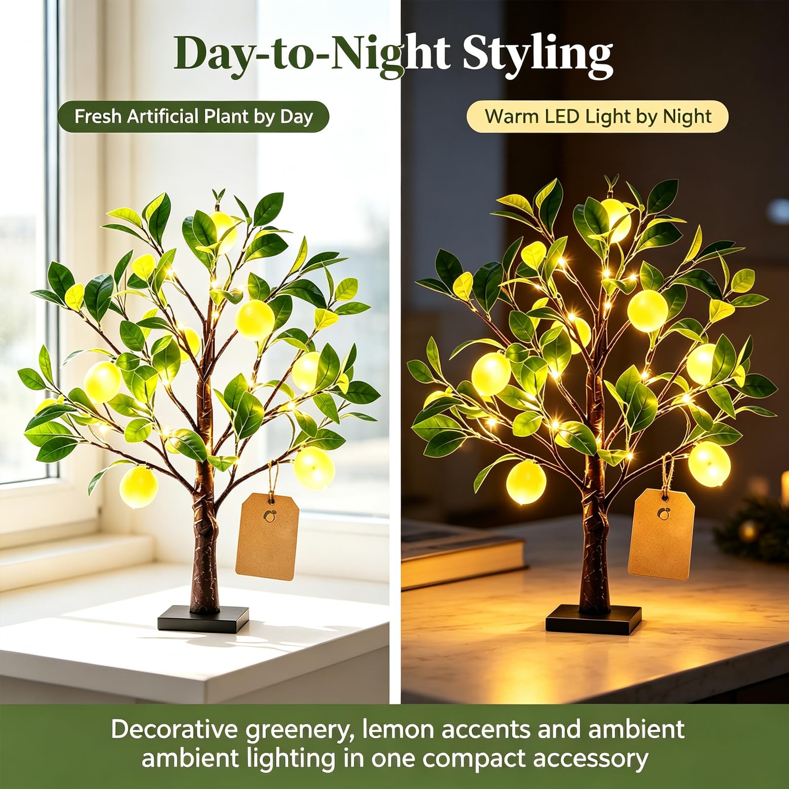 Leuchtende Zitronenbaum-Lampe, Künstlich Beleuchtete Tischlampe (2Pcs)