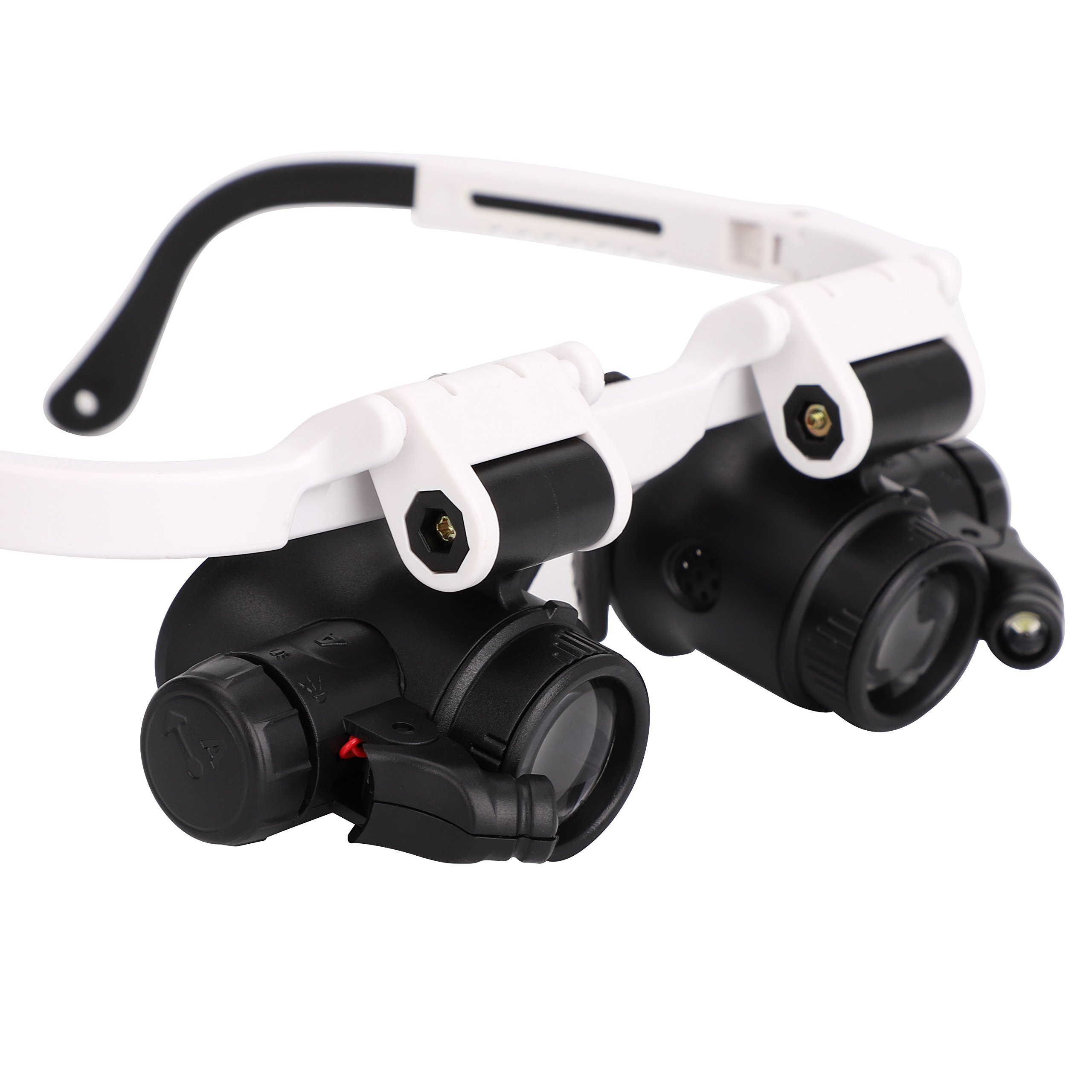 Gafas de Ojo Lupa Cabeza con Lupa Auriculares Iluminado LED Lupa Luz Manos Libres Lupa Lectura Lupa con Lente de Aumento 8X 15X 23X para Reloj de joyería