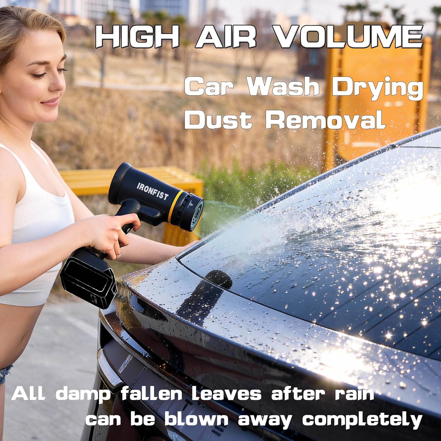 IRONFIST Leaf Turbo Blower Compatible with DEWALT 20V MAX Battery, 1400g Blowing Force, Ducted Motor, 5 Speed, Digital Display, 0.6KG Ultra Light for Garden Leaf Dust Snow Cleaning (No Battery)