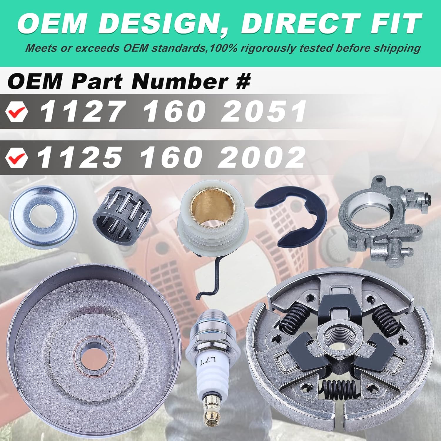 3/8" 7T Sprocket Clutch Drum Oil Pump Kit for Stihl MS290 MS310 MS390 Chainsaw, Clutch Drum with Oil Pump Worm Gear Spark Plug Replacement Parts 1125 160 2002, 1125 640 2000, 1127 160 2051