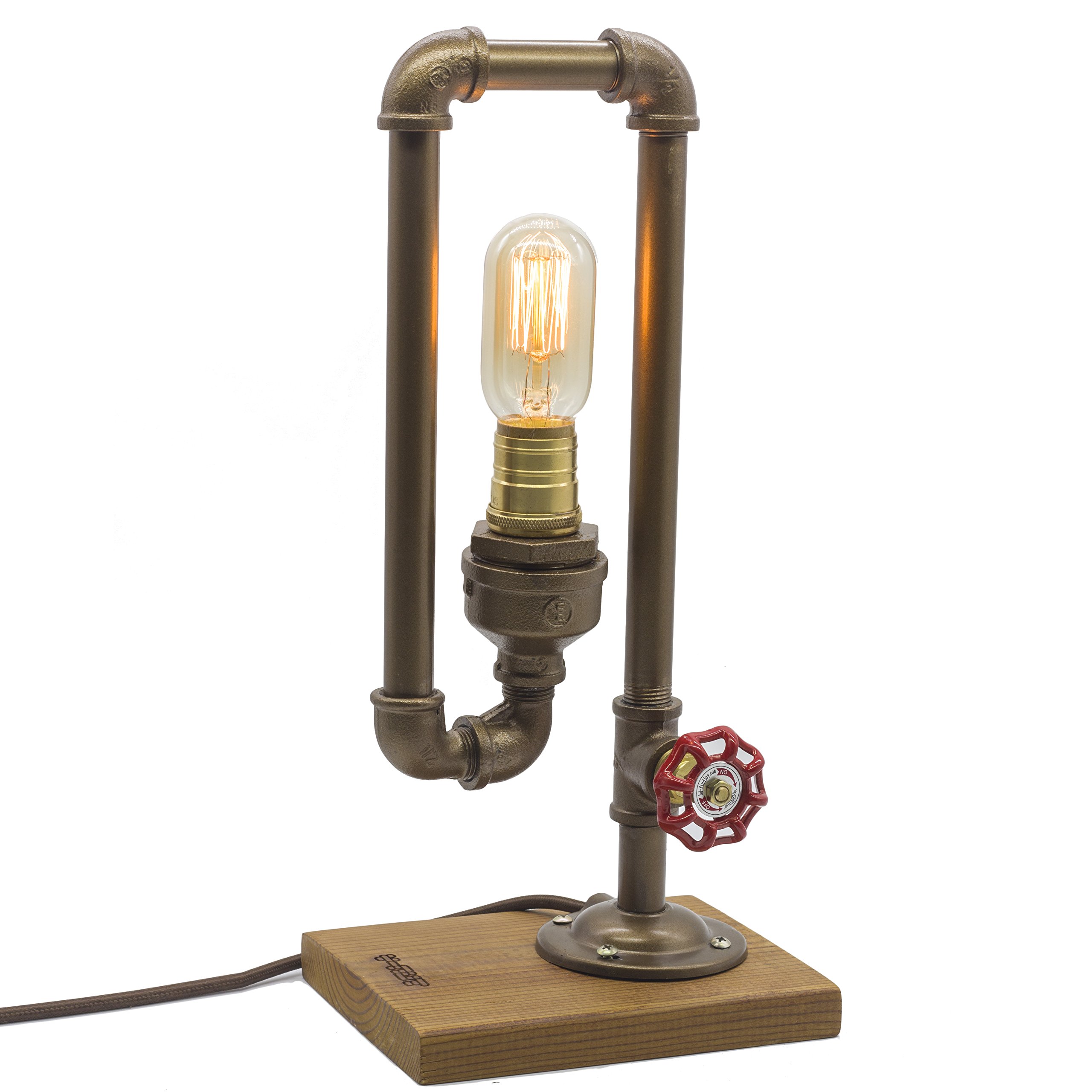Loft Style Lamp, Different Thinker, Steampunk Industrial Vintage Style, Wood Base Metal Body, Table Desk Light with Dimmer, LL-017