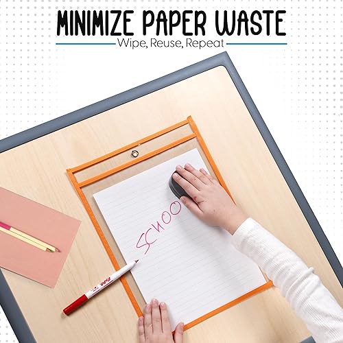 Miniatura 3 de Paquete de 30 protectores surtidos de documentos de bolsillo de borrado en seco, 10 pulgadas de ancho x 13.5 pulgadas de alto - Fundas de plástico