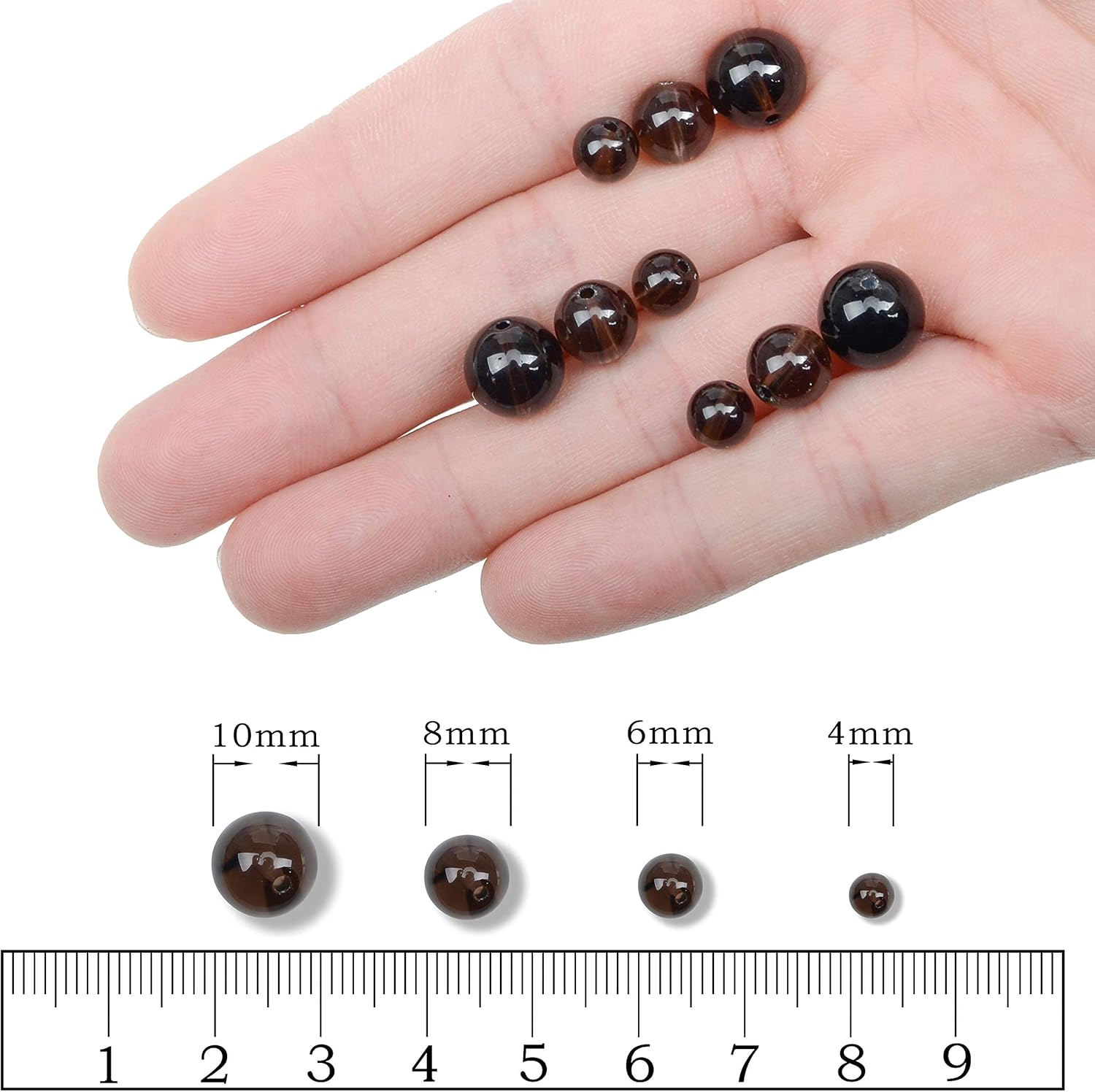 AD Beads Natural Gemstone Round Loose Beads 15" for Bracelet Necklace Earrings Jwelery Making Crafts DIY (4mm, Smoky Quartz) - Image 5