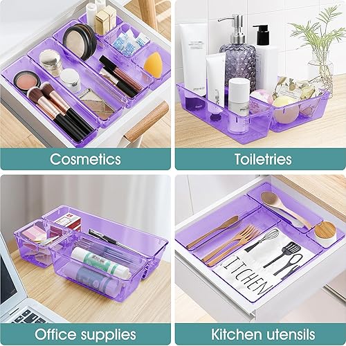 Miniatura 5 de WOWBOX 25 PCS Plastic Drawer Organizer Set, Desk Drawer Divider Organizers and Storage Bins for Makeup, Jewelry, Gadgets for Kitchen, Bedroom