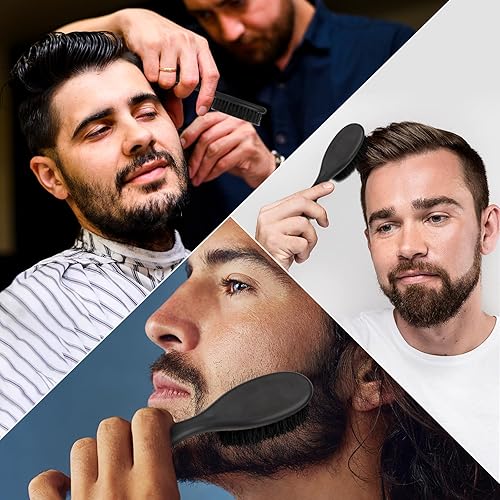 Miniatura 6 de Cepillo de peluquero para decolorar, 2 piezas de cerdas de jabalí naturales con mango de ABS, cepillo profesional de limpieza para desenredar,