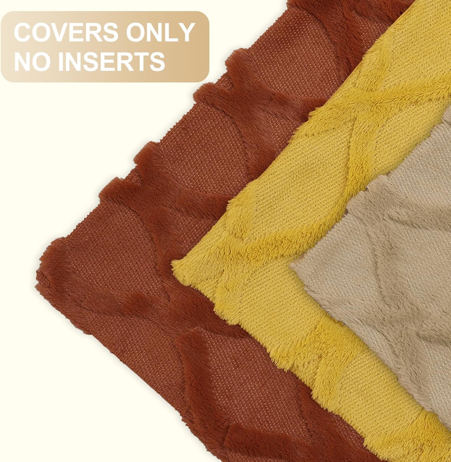 decorUhome Spring Throw Pillow Covers 18x18 Inch Set of 2, Soft Plush Faux Fur Wool Mustard Yellow Accent Couch Pillow Covers for Modern Farmhouse Bed Sofa Living Room - Image 6