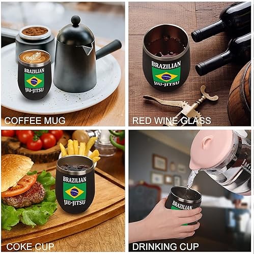 Miniatura 5 de Vaso de vino brasileño Jiu Jitsu para viaje, taza de café de acero inoxidable, taza aislada con tapa, regalo para hombres y mujeres, 12 onzas