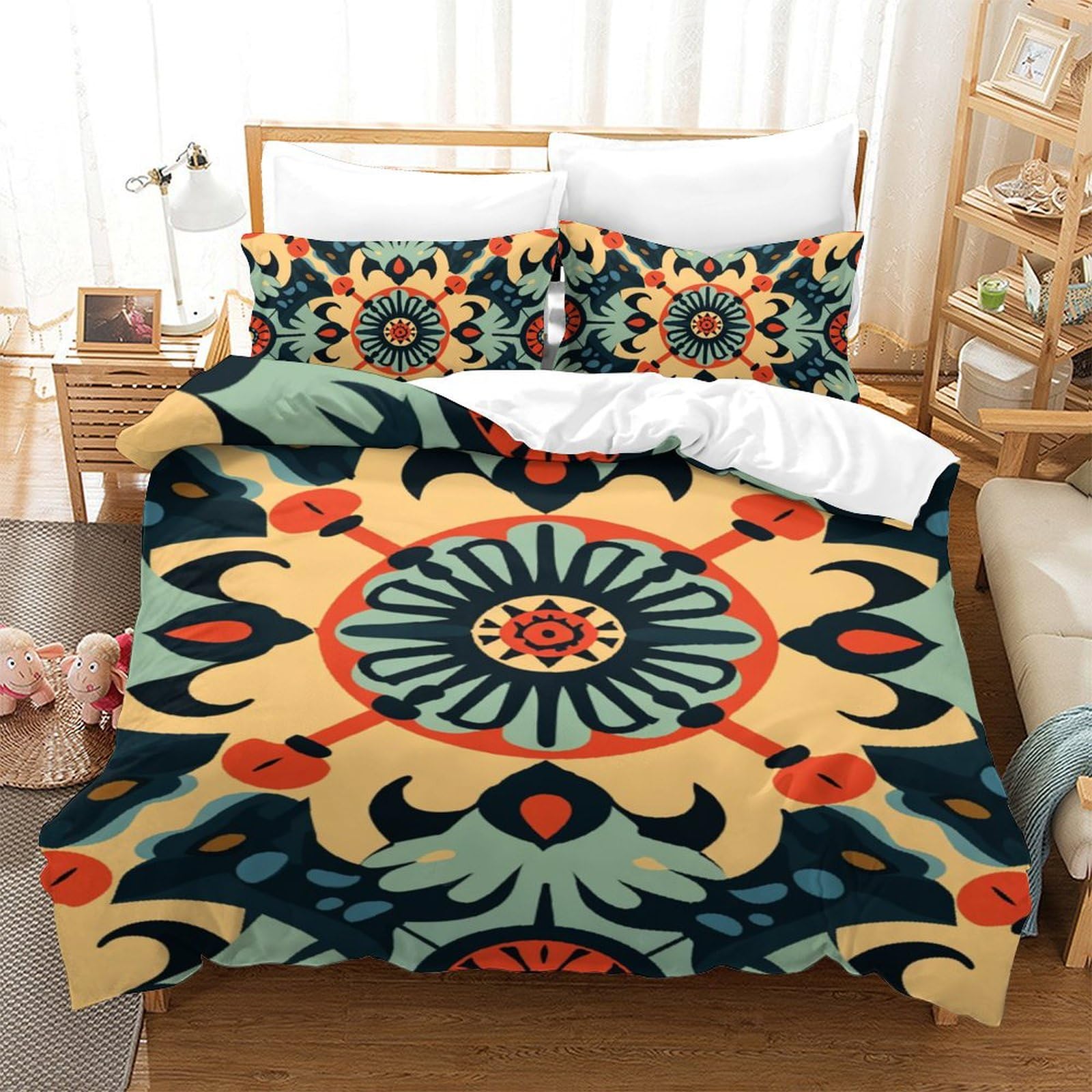 Housse de couette 3D Bat drap de lit 140x200 avec taie d'oreiller zippée