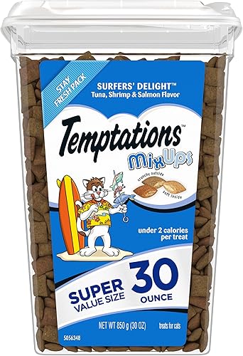 Temptations MixUps Surfer's Delight - Golosinas crujientes y suaves para gatos, 30 onzas