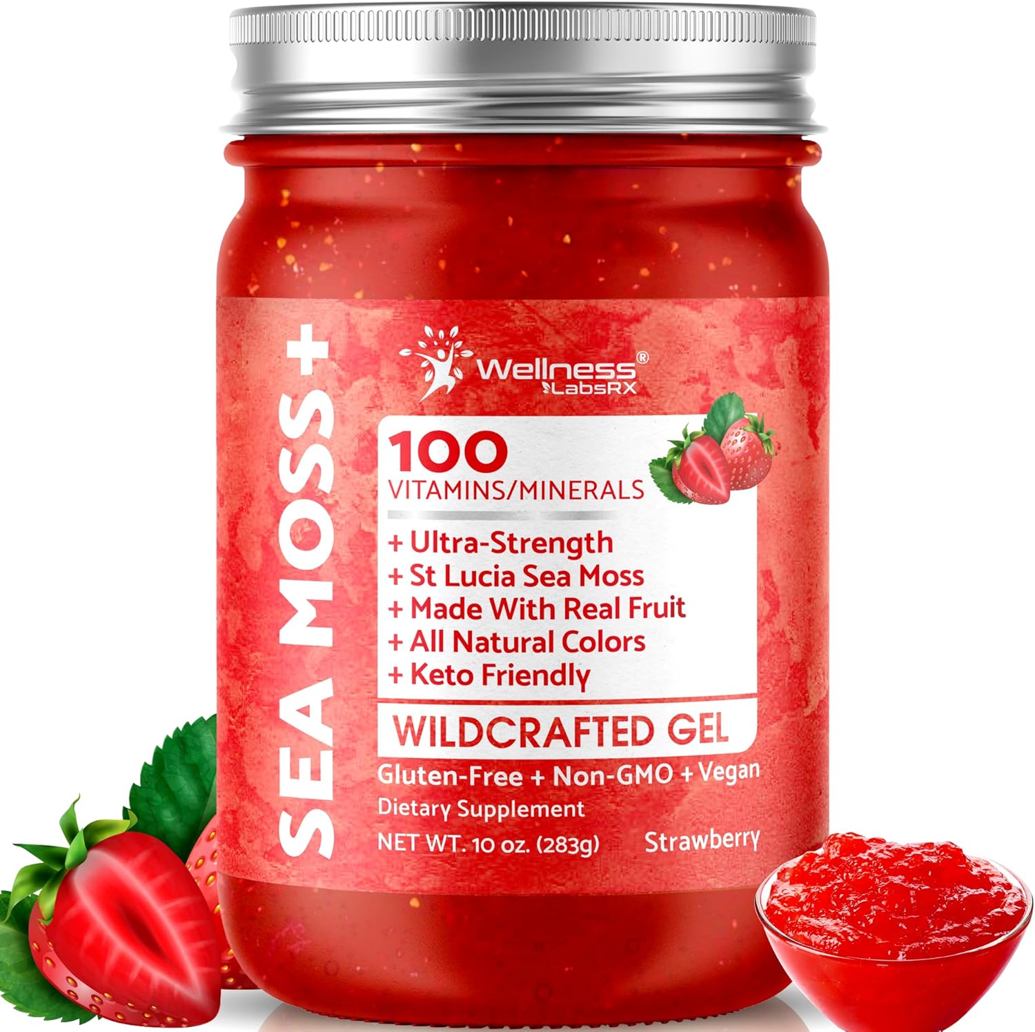 Irish Sea Moss Gel Raw – Wildcrafted Superfood Seamoss Gel – Strawberry Flavor, Vitamin and Mineral-Rich from Pristine Caribbean Waters, Immune and Digestive Health Support – 10 oz. Irish Sea Moss Gel Raw – Wildcrafted Superfood Seamoss Gel – Strawberry Flavor, Vitamin and Mineral-Rich from Pristine Caribbean Waters, Immune and Digestive Health Support – 10 oz.