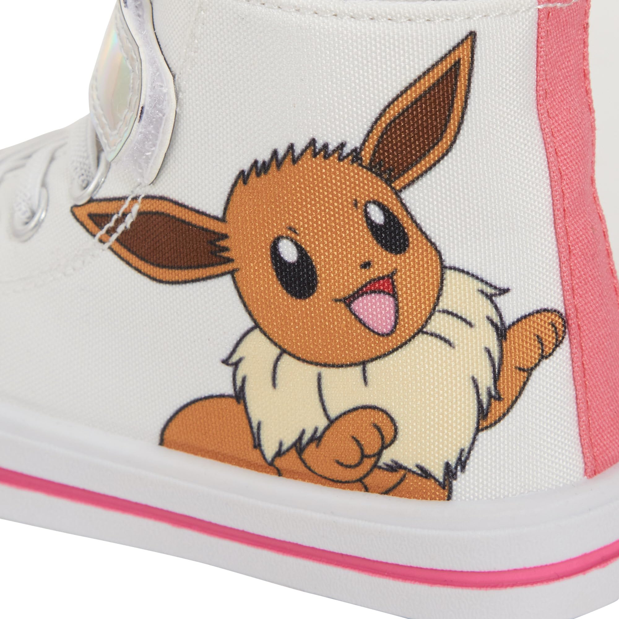 Scarpe da ginnastica alte da bambina, in tela, con cerniera, motivo: Pokemon Pikachu Eevee