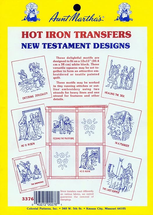 Amazon.com: Aunt Martha's New Testament Motif Iron On Transfer Pattern ...