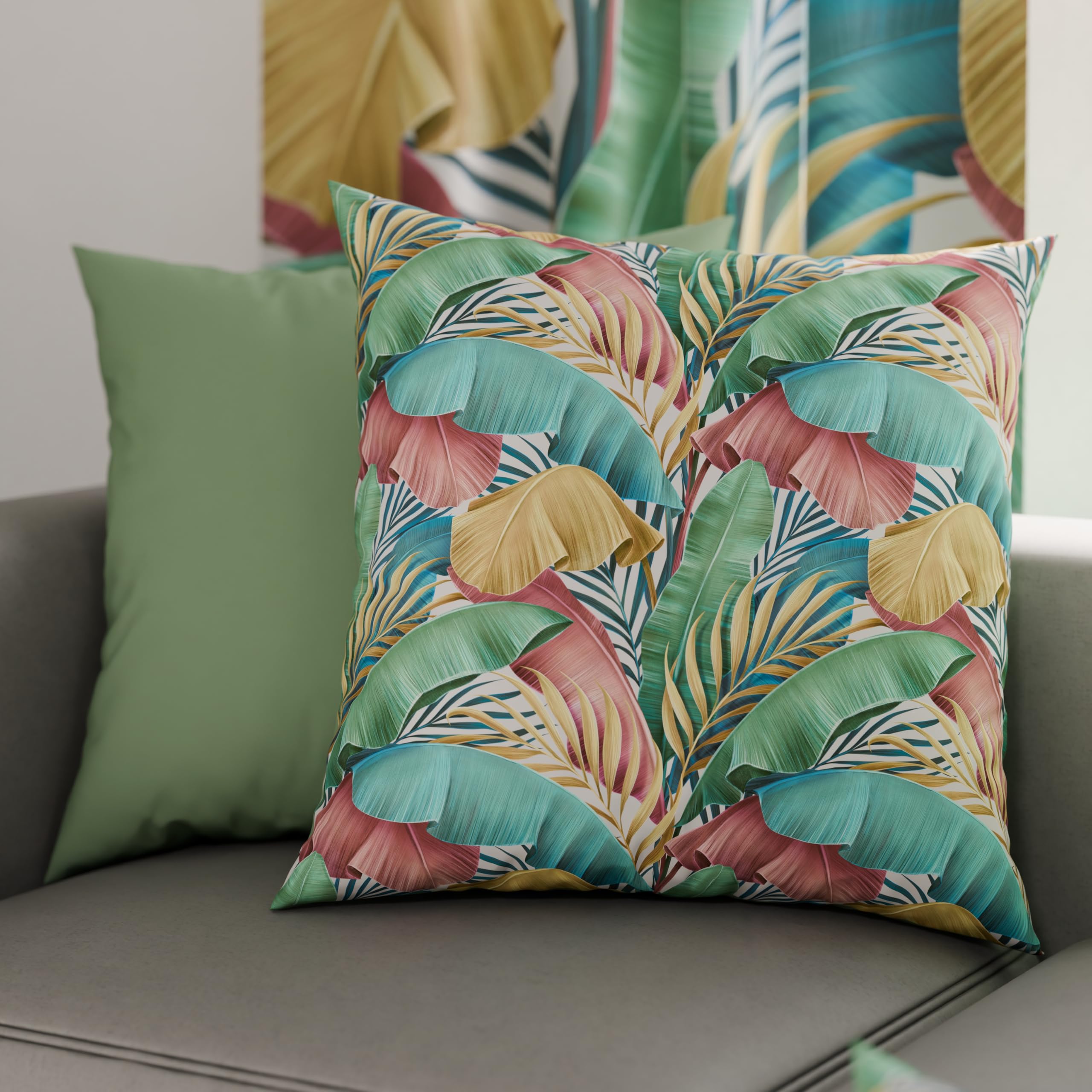PETTI Artigiani Italiani - Coppia di Federe Cuscino 45x45 cm in Microfibra, Cuscini Arredo Camera da Letto, Divano, Salotto, Set 2 Fodere Copricuscino, Federa Tropical Multicolor, 100% Made in Italy