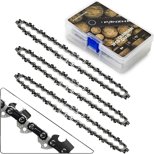 PANZHENG Chainsaw Chain for 12-Inch Bars, S44, 3/8" LP Pitch - .050" Gauge - 44 Drive Links, fits Oregon, Stihl, Husqvarna, Echo, Homelite, Poulan, Worx, Chicago（3-Pack）