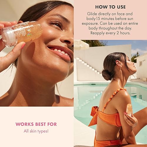 Miniatura 5 de Kopari Sun Shield On-The-Glow - Protector solar transparente SPF 40, resistente al sudor y al agua, protector solar enrollable para cara y cuerpo