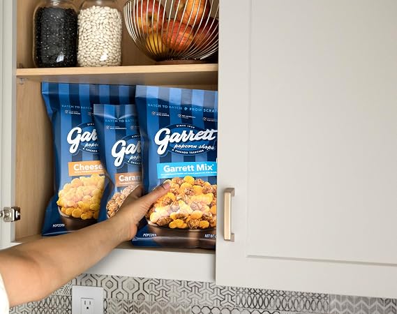Garrett Popcorn CaramelCrisp, 7.5oz, 4 Bags, Caramel Gourmet Popcorn, Gluten Free, Sweet Snack, Popped Popcorn Bags