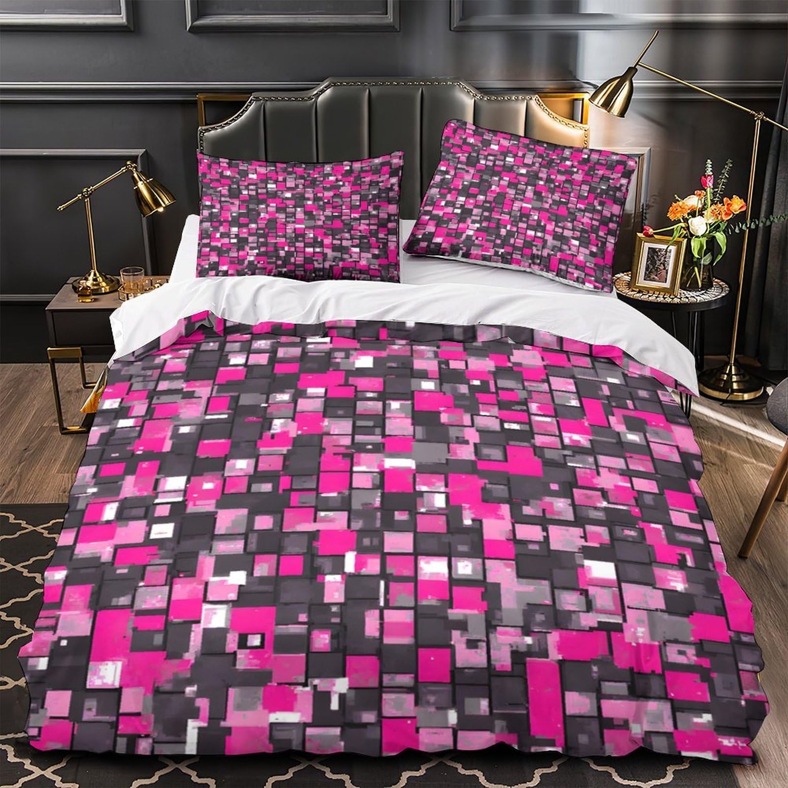 Housse de couette pixel 140x200 microfibre anti-allergique lit ado