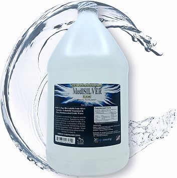 MediSILVER Clear True Free Ionic Colloidal Silver Dietary Supplement - 1 US Gallon in Opaque BPA-Free Plastic Jug