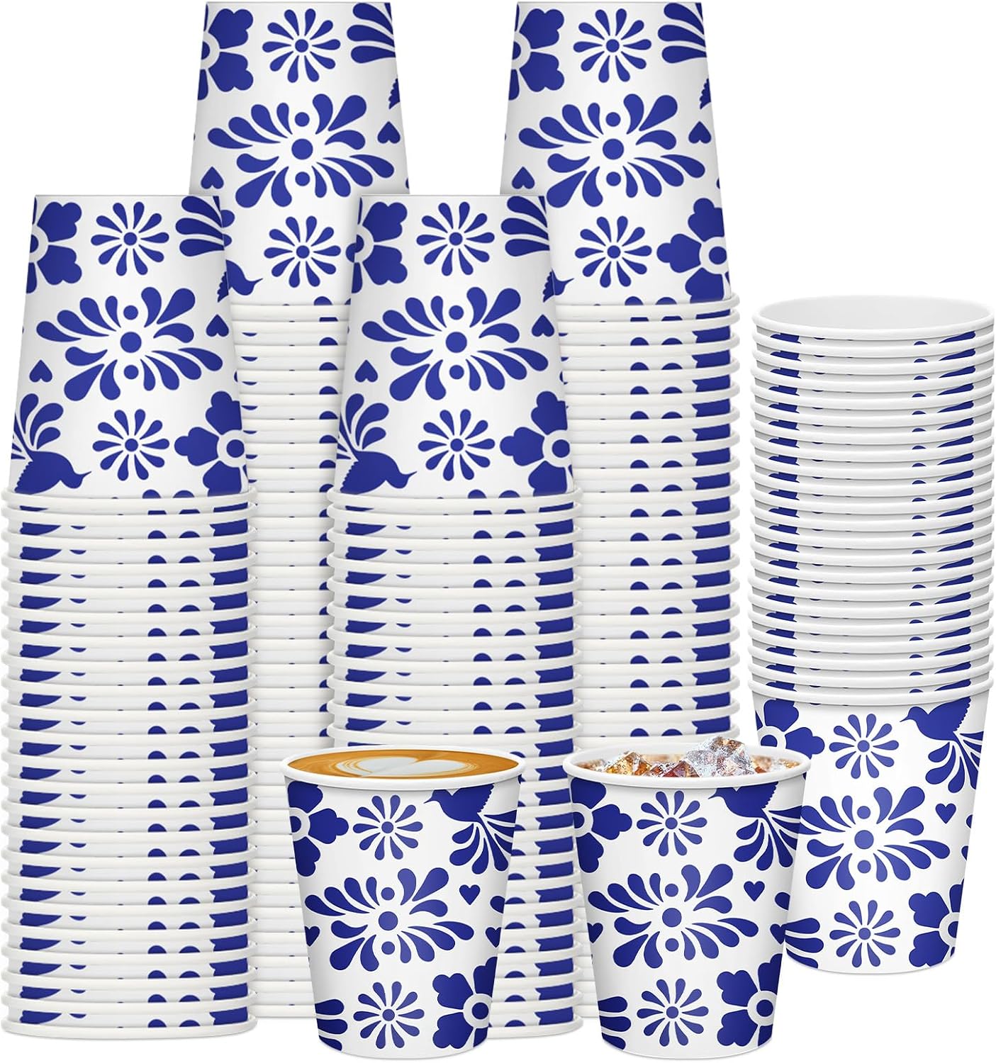 Eaasty 100 Pcs Cielito Lindo Party Decoration 9 oz Talavera Cups Cielito Lindo Cups Disposable Blue and White Tableware Party Supply for Mexican Baby Shower Birthday Wedding Supplies