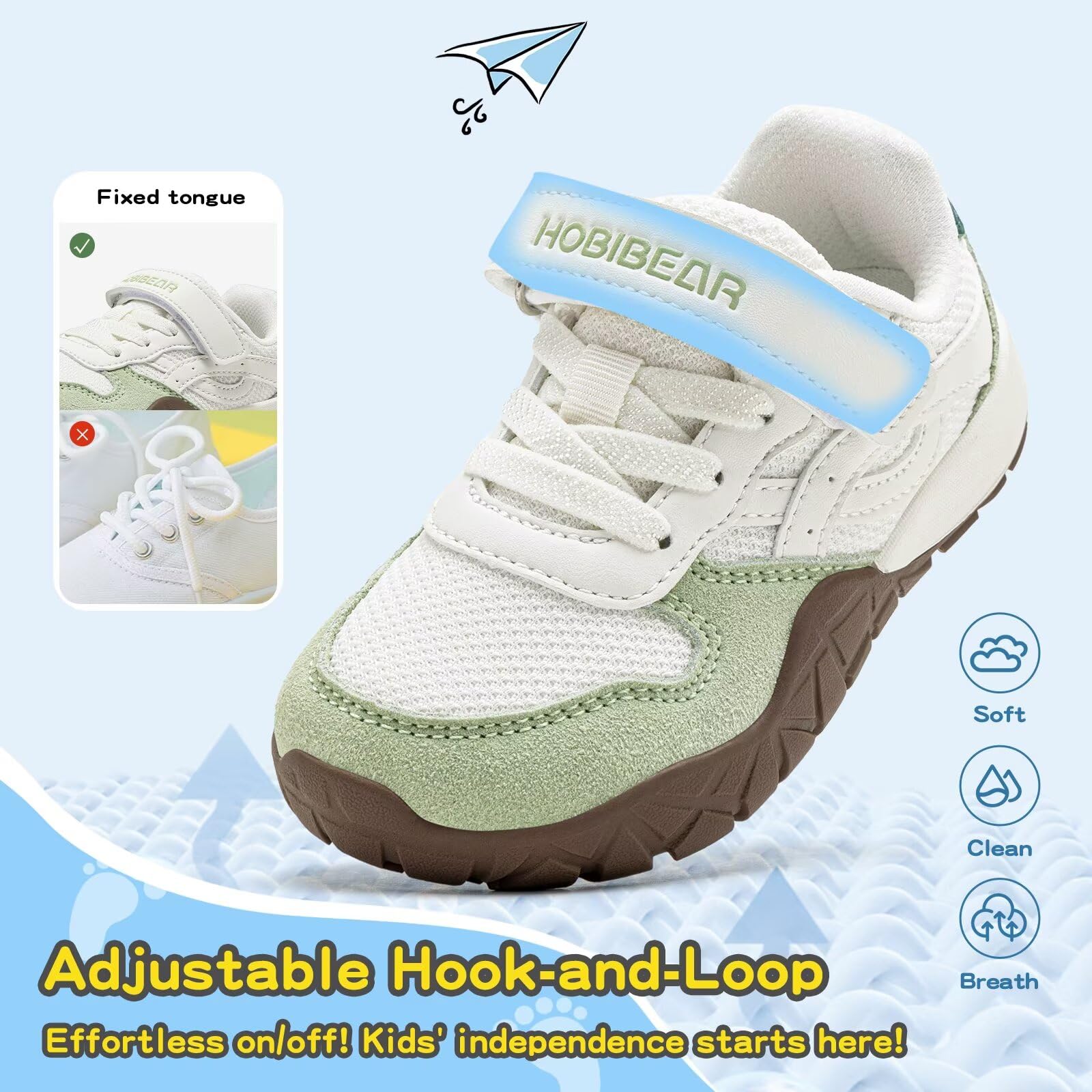 HOBIBEAR Scarpe a piedi nudi per bambini, traspiranti, da tennis, corsa, alla moda, comode, sportive, per ragazzi e ragazze