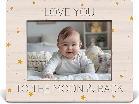 Love You To The Moon And Back Picture Frame 5x7, Romantic Gift For Her Wife Girlfriend, Wedding Anniversary Valentines Day Gift For Girlfriend Boyfriend Husband Wife, Couples Picture Frame
