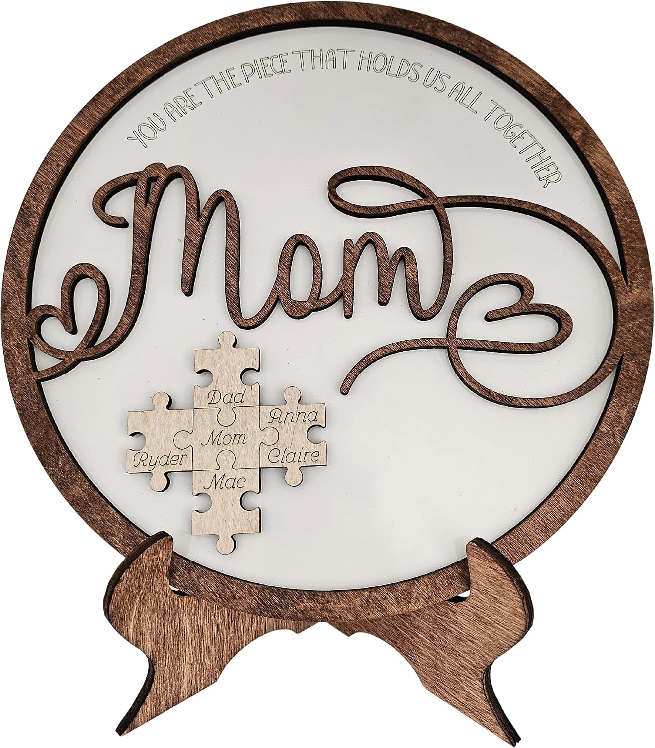 Mother's Day Puzzle Piece Plaque Sign | Mother's Day Gift Circle | Family Wall Decor Shape | Gift for Mom