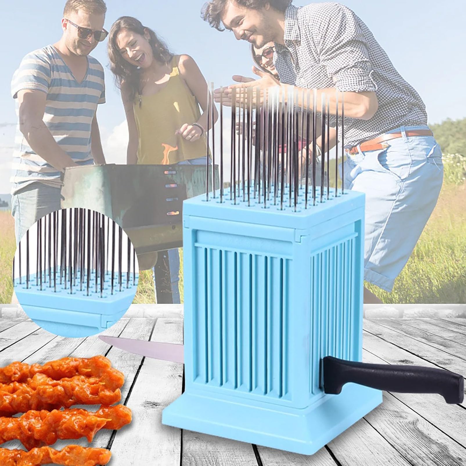 Macchina Per Spiedini a 49 Fori, Accessori Per Barbecue Per Verdure Macchina Per Kebab, Strumento Per Creare Spiedini Per Barbecue Per Cucina, Macchina Per Scatole Per Traverse Per Barbecue