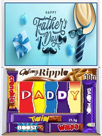 HAPPY FATHERS DAY Chocolate Hamper Selection Box - Gift for Daddy - Fathers Day Present For Him - Letterbox Friendly - Chocolate Gift Hamper For Daddy