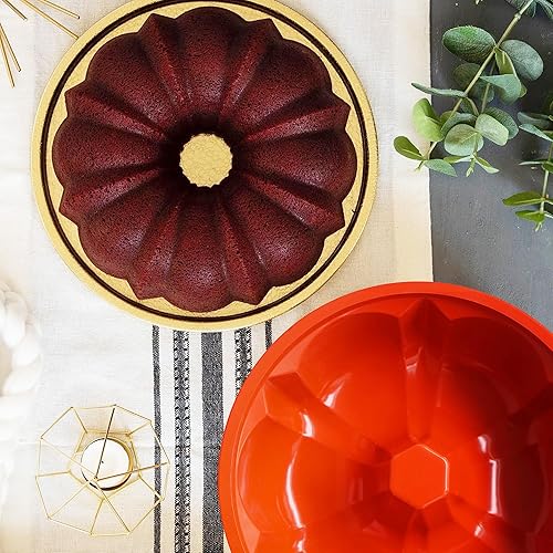 Miniatura 2 de 2Pack 10Inch Fluted Tube Pans Silicone Molds, Original Cake Pans for Cake, Jelly, Bread, Chocolate