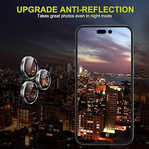 Miniatura 6 de WSKEN Protector de lente de cámara para iPhone 14 ProiPhone 14 Pro Max, modo de disparo nocturno Protector de pantalla de vidrio templado HD,