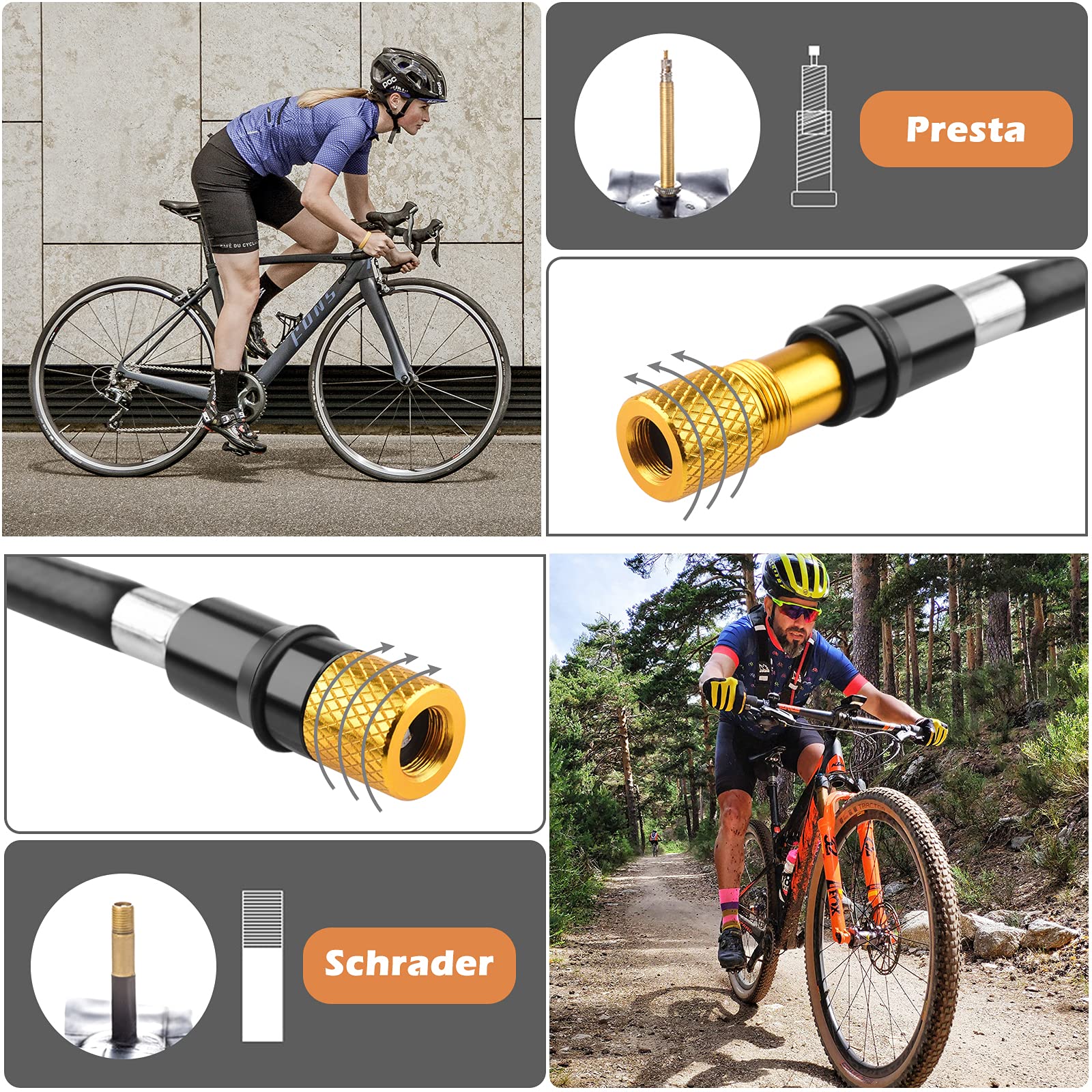 Diyife Pompes Amortisseurs avec Baromètre, [300 PSI] Haute Pression Pompe d'Amortisseur, Mini Portative Shock Pump, pour Fourche Avant de Suspension Arrière, Vélos, Fauteuils Roulants, VTT