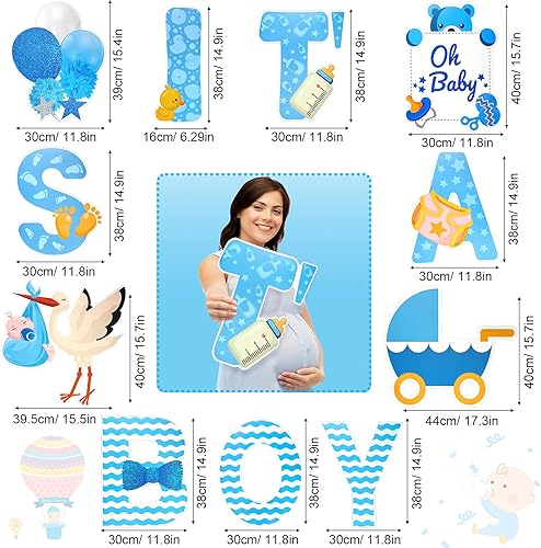 Miniatura 2 de Letrero grande para patio de baby shower, letrero azul con estacas de 16 pulgadas de alto, letrero de césped para bebé, revelación de género,