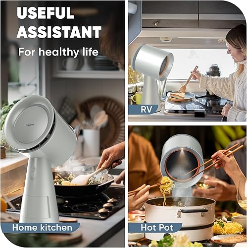 Miniatura 8 de BREETEE Campana extractora portátil para cocina, con filtro de 5 capas, ventilador de escritorio compacto, potente eliminación de humo de 3