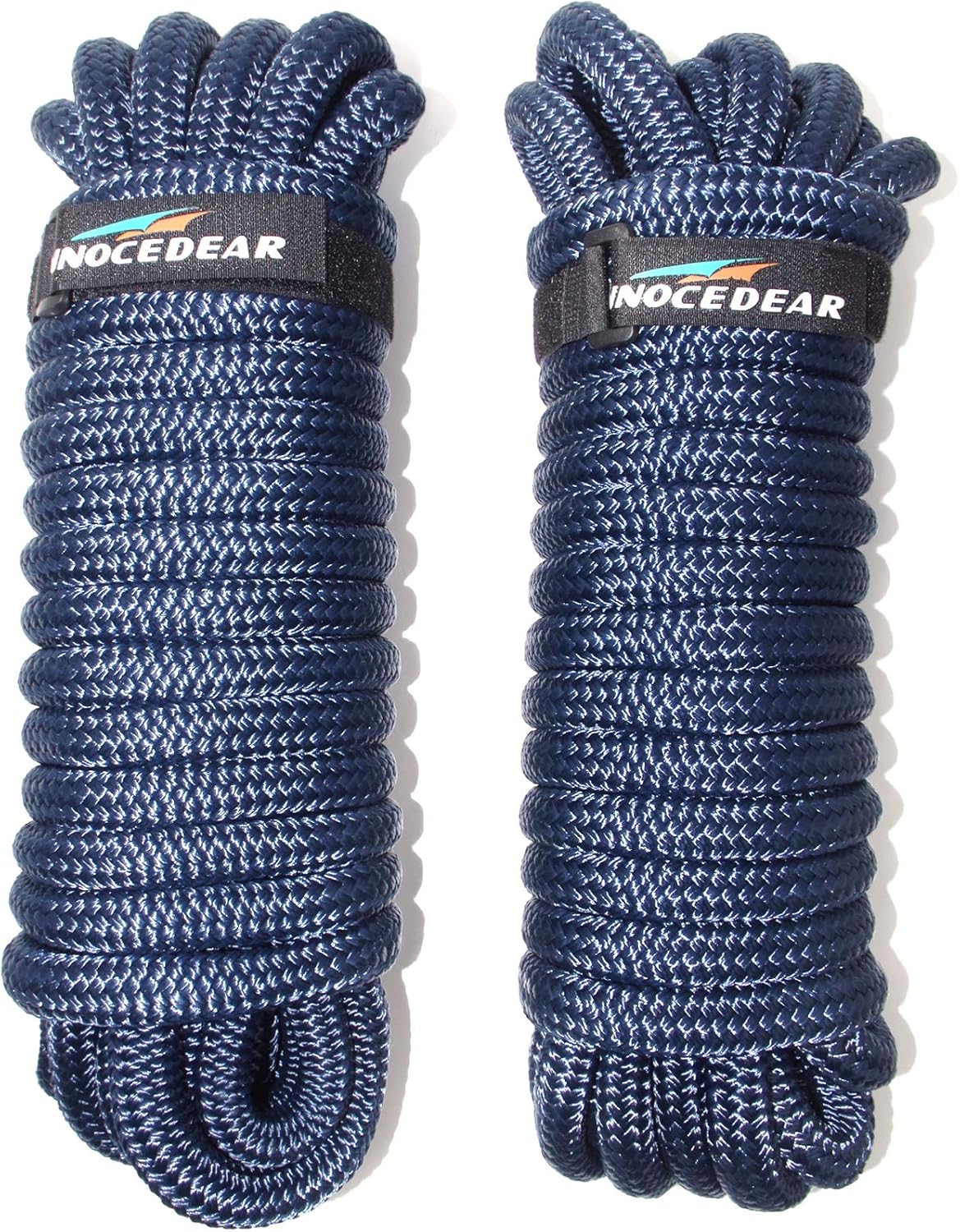 2 Pack Premium Navy Blue Dock Lines - 15' / 25'/35' with Eyelet.Double Braided Nylon Dock Line/
