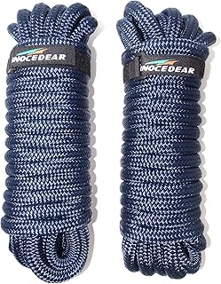 2 Pack Premium Navy Blue Dock Lines - 15' / 25'/35' with Eyelet.Double Braided Nylon Dock Line/