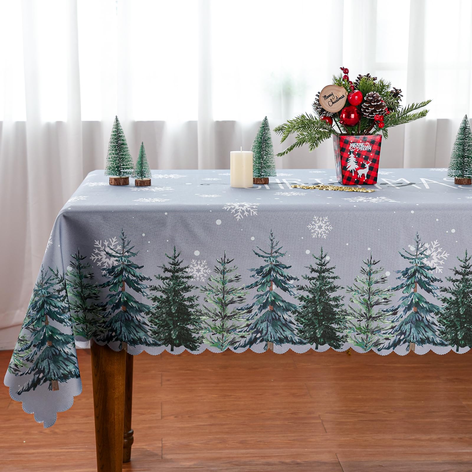 Christmas Snowman Tablecloth Napkins Set Of 4 - 18x18 Inch Waterproof Holiday Decor