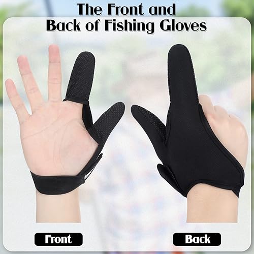 Miniatura 5 de Sotiff 3 piezas de guantes antideslizantes para hombres y mujeres, unisex, banda elástica, guantes de dedo de pesca, protectores para pesca al aire