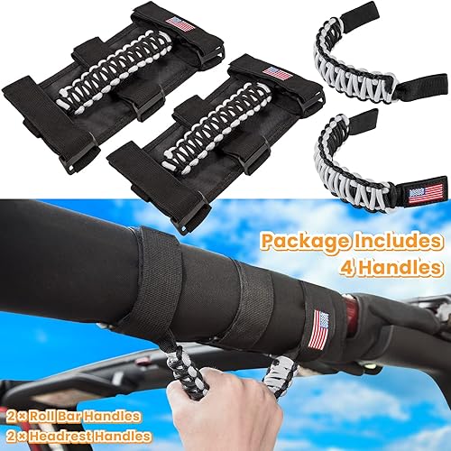 Miniatura 8 de Asas de agarre de barra antivuelco+mango de agarre para reposacabezas para Jeep Wrangler YJ TJ JK JKU JL JLU Sport Sahara Freedom Rubicon Unlimited