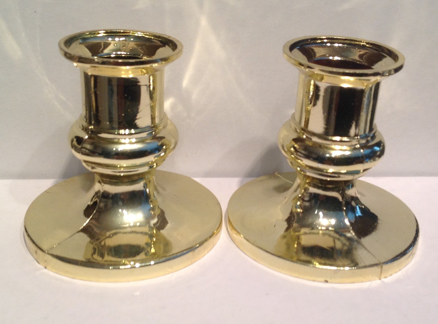 12 Gold Plastic Acrylic Candle Holders for Taper Candles