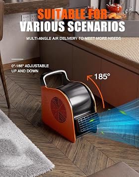 Blower Fan for Drying Cooling and Ventilating, Air Mover for Home Garage Workshop and Job Site Use, Air Mover Blower Fan with 185 Rotation, 3 Speeds, 2 AC Outlets, Orange