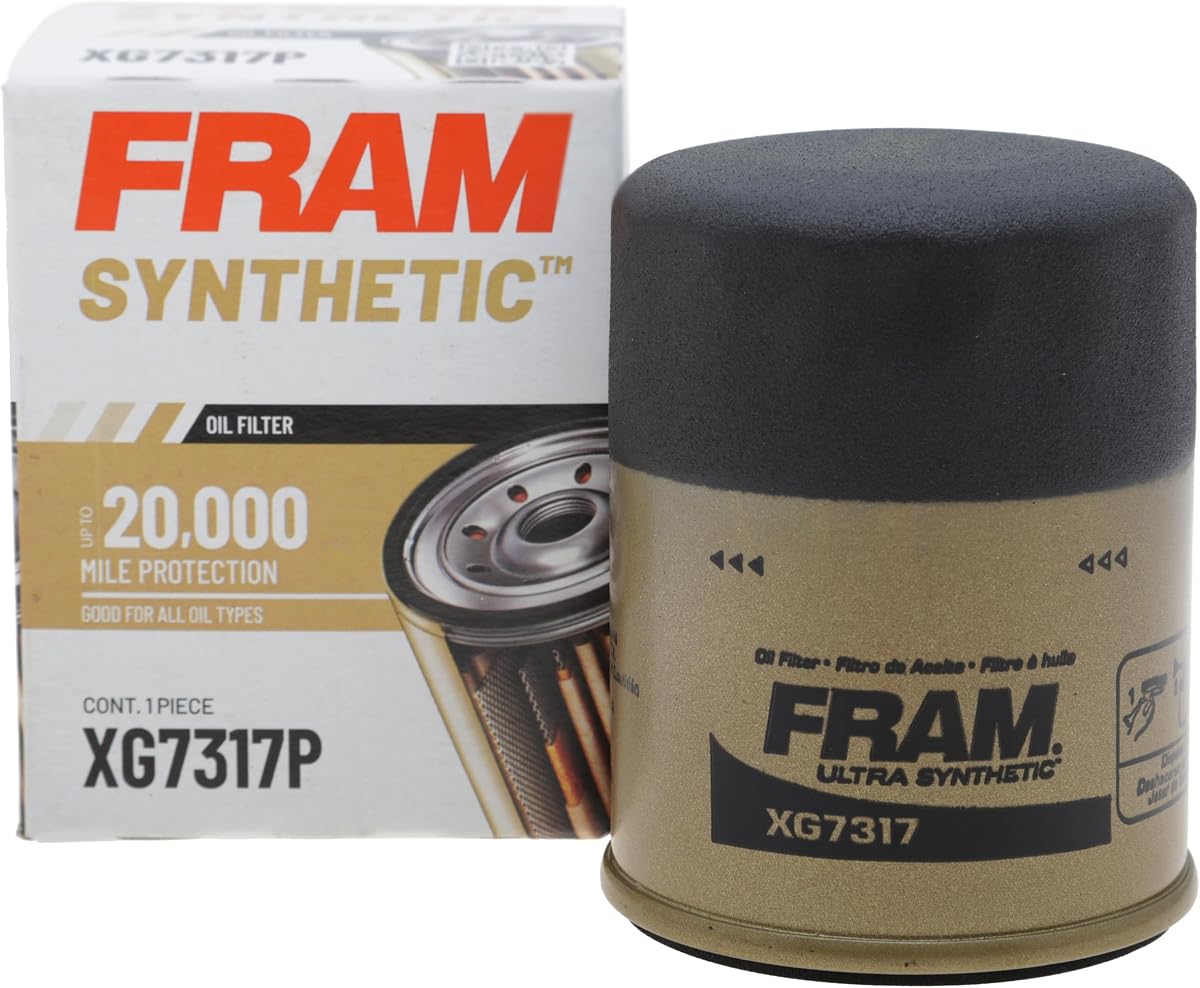 Filtro de aceite de motor de repuesto para automóviles sintético XG7317P de cambio de 20.000 millas para cambios de aceite sintético, filtro de aceite de protección del motor de vehículo premium para años de modelos de vehículos seleccionados
