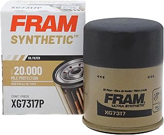Fram Ultra Synthetic Automotive Replacement Oil Filter, Designed for Synthetic Oil Changes Lasting up to 20k Miles, XG7317 with SureGrip (Pack of 1), 3.01 x 3.01 x 3.63 inches