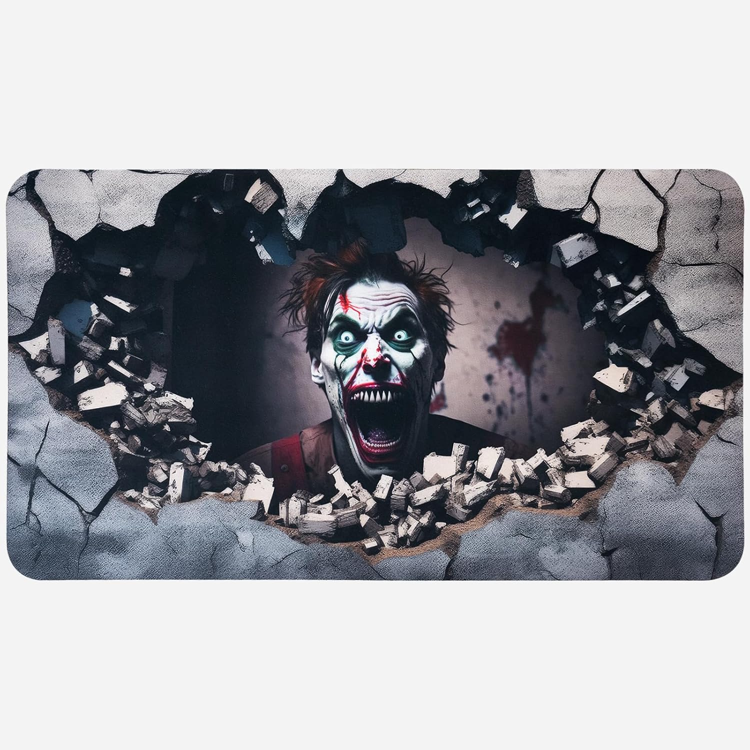 Halloween Door Mat 17”x30”, Halloween Clown Door Mat for Front Door, Scary Doormat Outdoor,3D Illusion Floor Mat, Floor Matt for Home Entrance, Horror Doormat Decorations Front Porch Door Mats