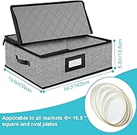 Vista 6 de Estuche de Almacenamiento Acolchado para Bandejas PAQUETE DE 2 - Contenedores de Almacenamiento de Porcelana Fina Carcasa Rígida para Organizar
