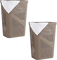 Vista 17 de Mind Reader - Canasta de lavandería delgada con tapa, cesta de ropa de 60L, plástico ventilado, color gris