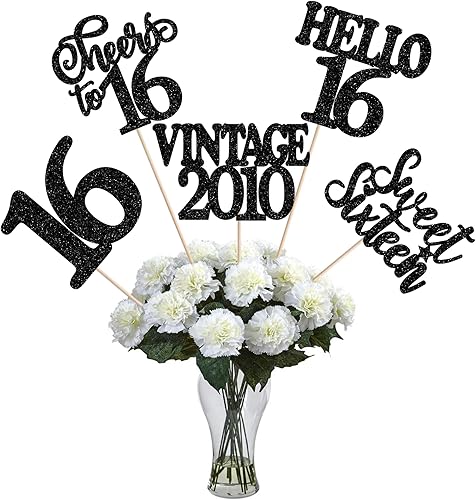 Miniatura 38 de 15 piezas de centro de mesa de feliz cumpleaños 13 palos oficiales para adolescentes vintage 2012 Hello 13 centros de mesa de flores palos saludos a