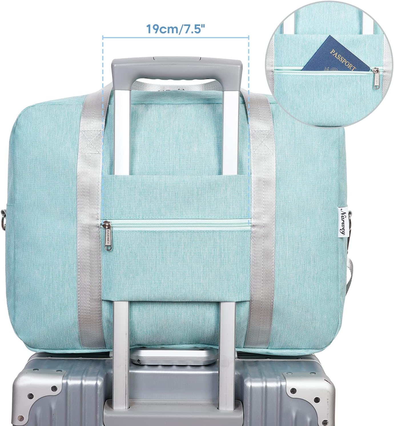 For Spirit Airlines Personal Item Bag 18x14x8 Foldable Travel Duffel Bag Underseat Carry on Luggage for Women (Mint Green) - Image 6