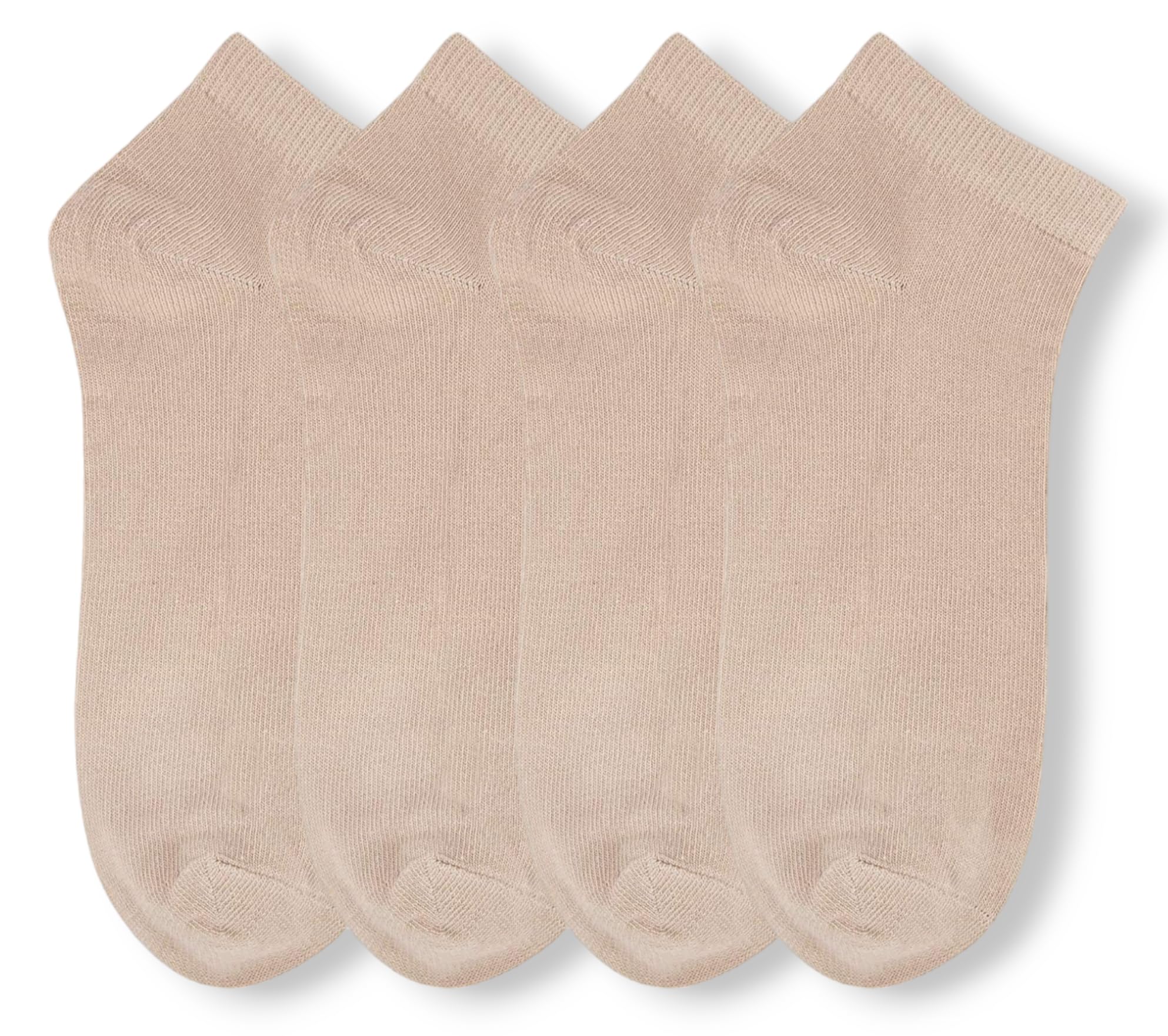 LEALDEALZ Ankle Socks for Men & Women (Unisex) - Made with Soft, Breathable & Durable Cotton, Anti Odour, Beige - Skin - Cream Color - Free Size - Pack of 4 - suitable for Sports, Gym and Daily use