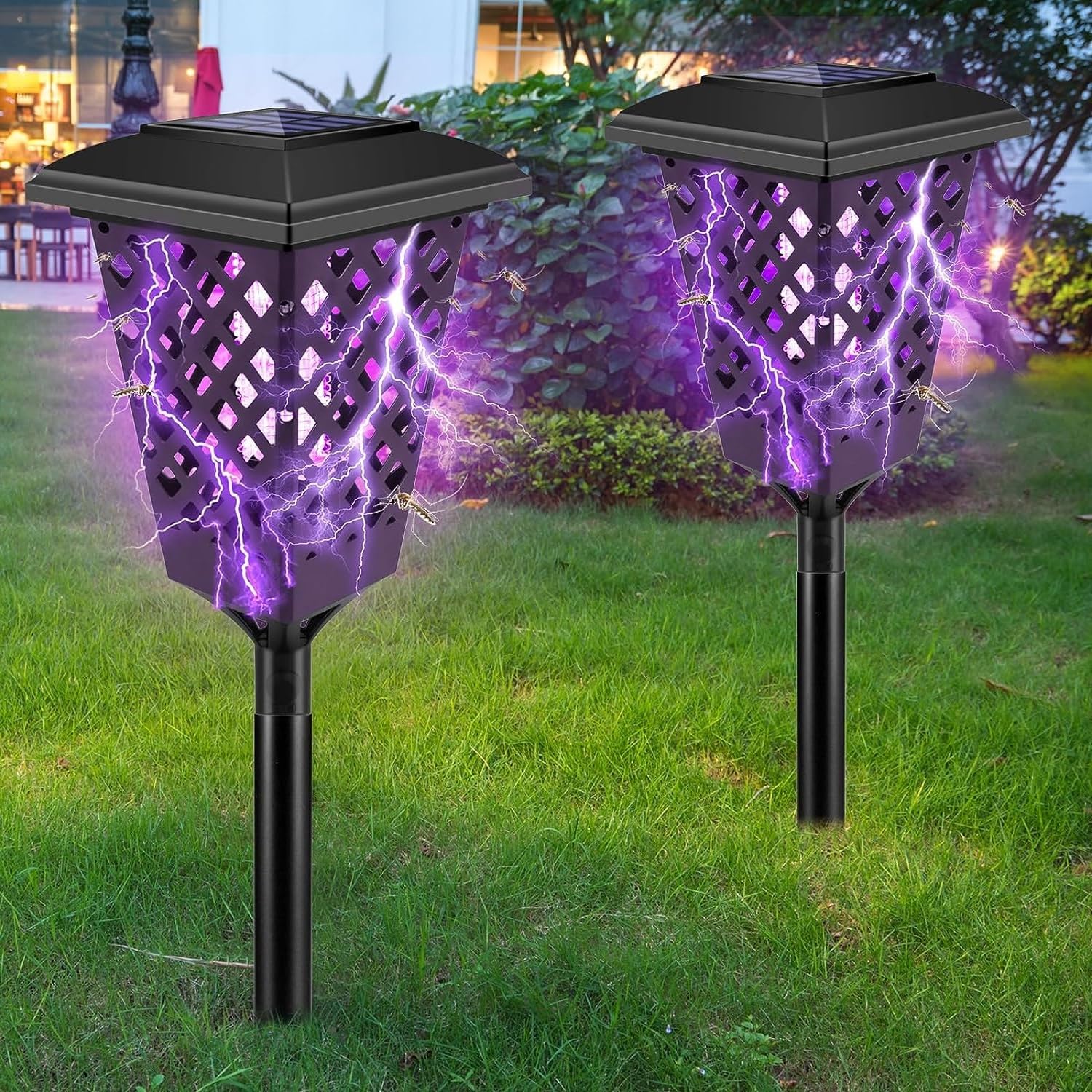 2 Pack Solar Bug Zapper Intelligent Solar Garden Lights
